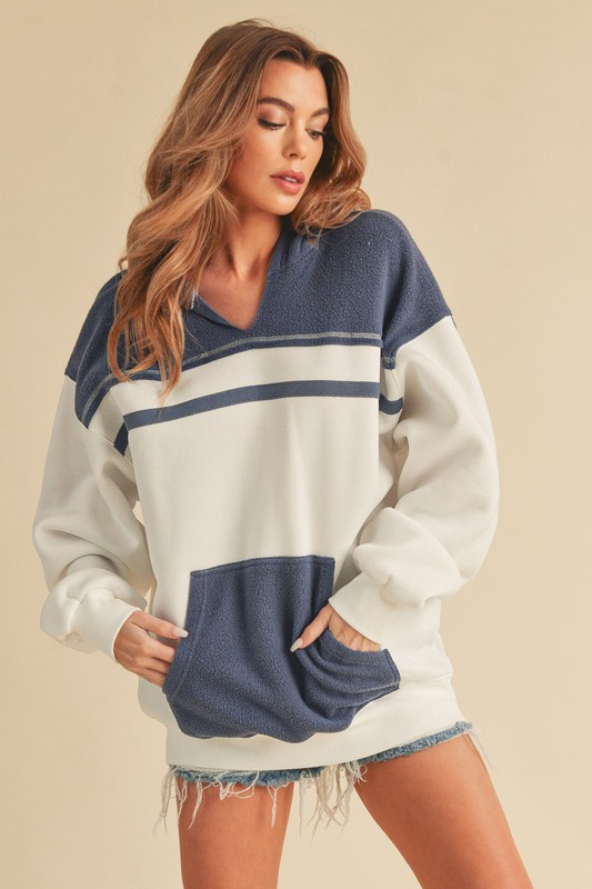 Aemi+CoAemi+CoColorBlockDropShoulderHoodiewithKangarooPocket0