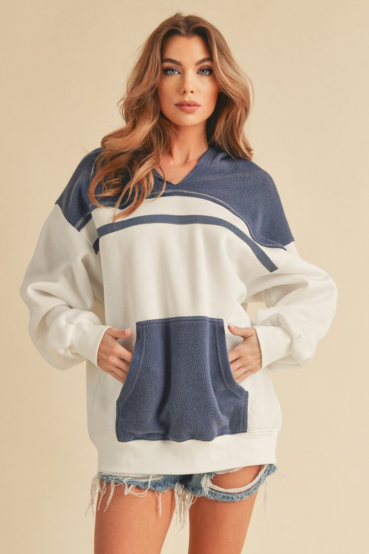 Aemi+CoAemi+CoColorBlockDropShoulderHoodiewithKangarooPocket1