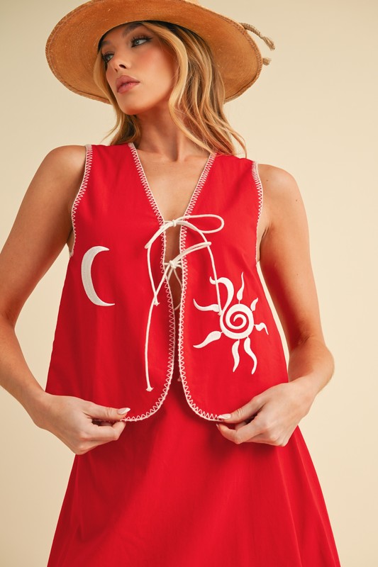Aemi+CoAemi+CoEmbroideredTiedFrontVestCoat0