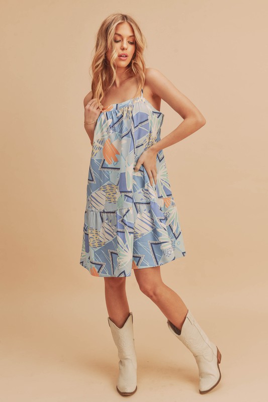 Aemi+CoAemi+CoPrintedRuffledHemSquareNeckMiniCamiDress1