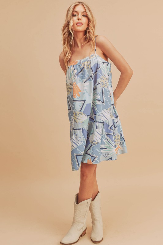 Aemi+CoAemi+CoPrintedRuffledHemSquareNeckMiniCamiDress2