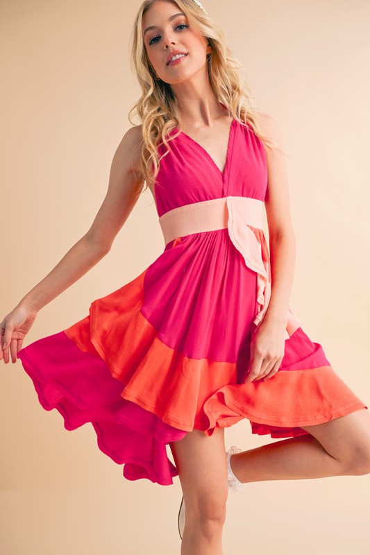 Aemi+CoAemi+CoRuffledColorBlockSleevelessMiniDress2