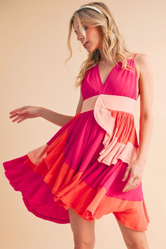 Aemi+CoAemi+CoRuffledColorBlockSleevelessMiniDress3