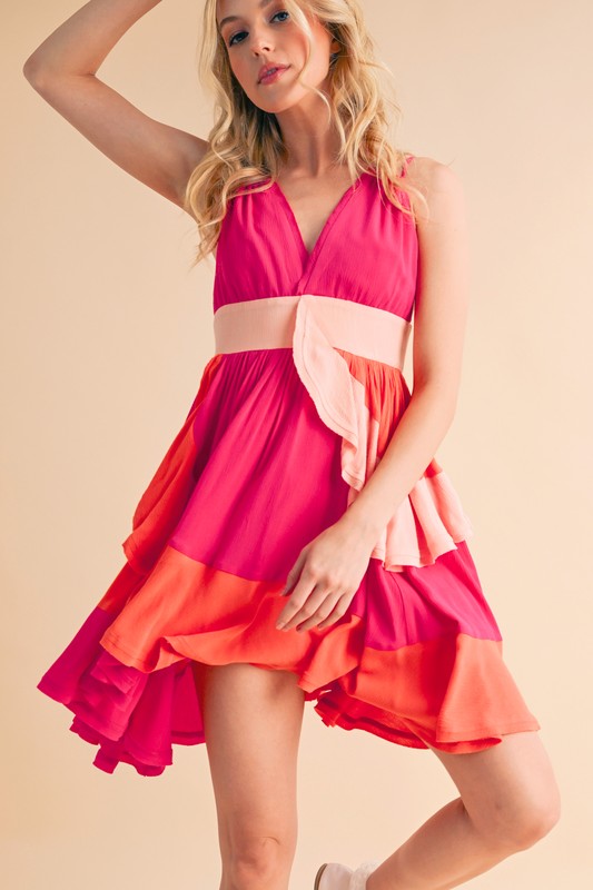 Aemi+CoAemi+CoRuffledColorBlockSleevelessMiniDress6