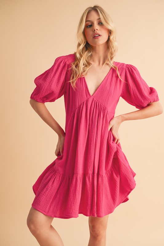 Aemi+CoAemi+CoTiedBackRuffledShortSleeveMiniDress0