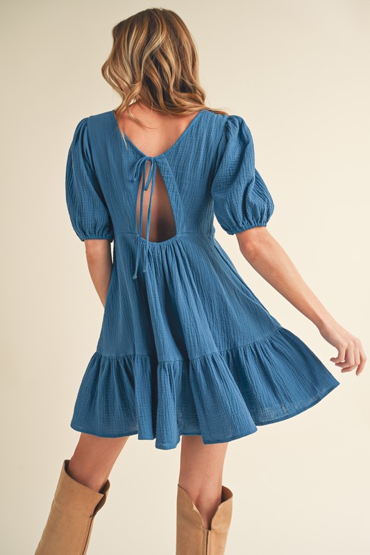 Aemi+CoAemi+CoTiedBackRuffledShortSleeveMiniDress1