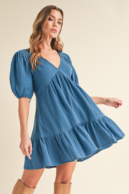 Aemi+CoAemi+CoTiedBackRuffledShortSleeveMiniDress2
