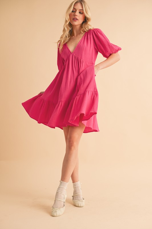Aemi+CoAemi+CoTiedBackRuffledShortSleeveMiniDress4