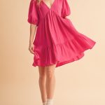 Tied Back Ruffled Short Sleeve Mini Dress