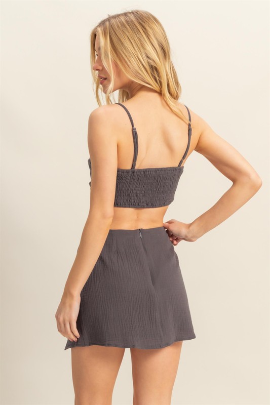 HYFVEHYFVERuchedBraTopandMiniSkirtSet2