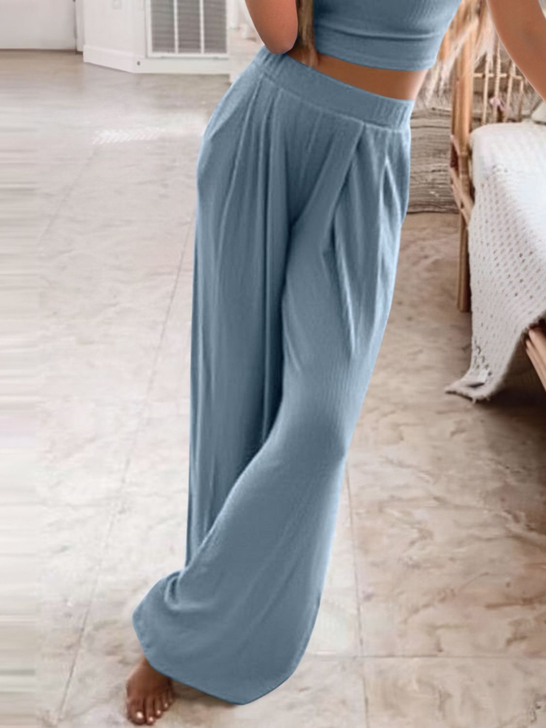 NinefigureFullSizeRoundNeckShortSleeveTopandPantsSetPlusSize2