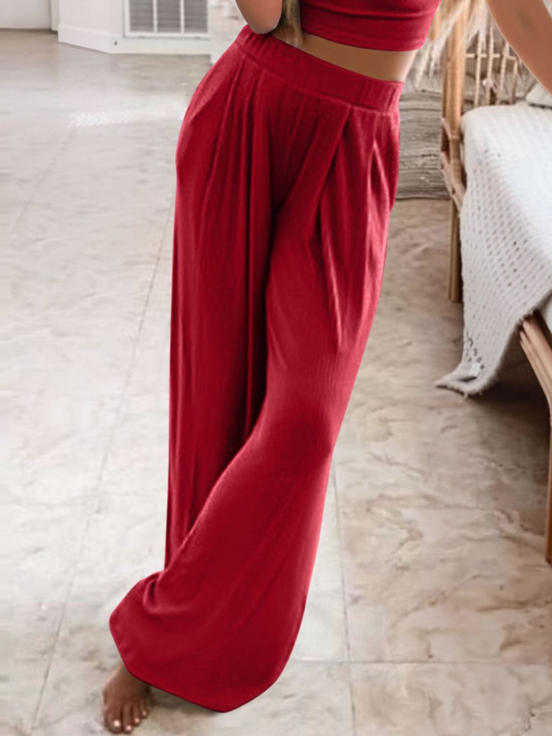 NinefigureFullSizeRoundNeckShortSleeveTopandPantsSetPlusSize8
