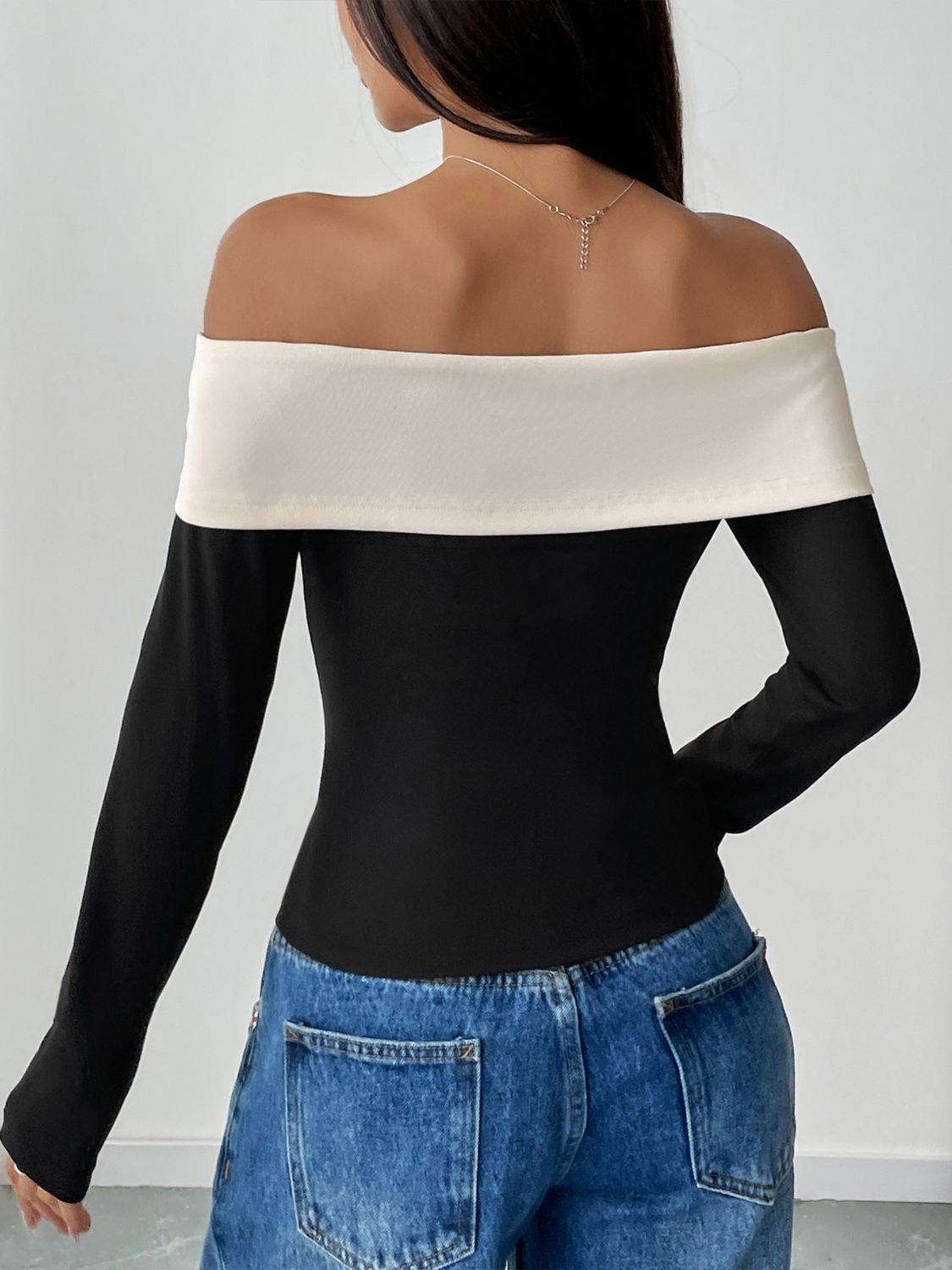 PerfeePerfeeBowContrastOff-ShoulderLongSleeveTop4