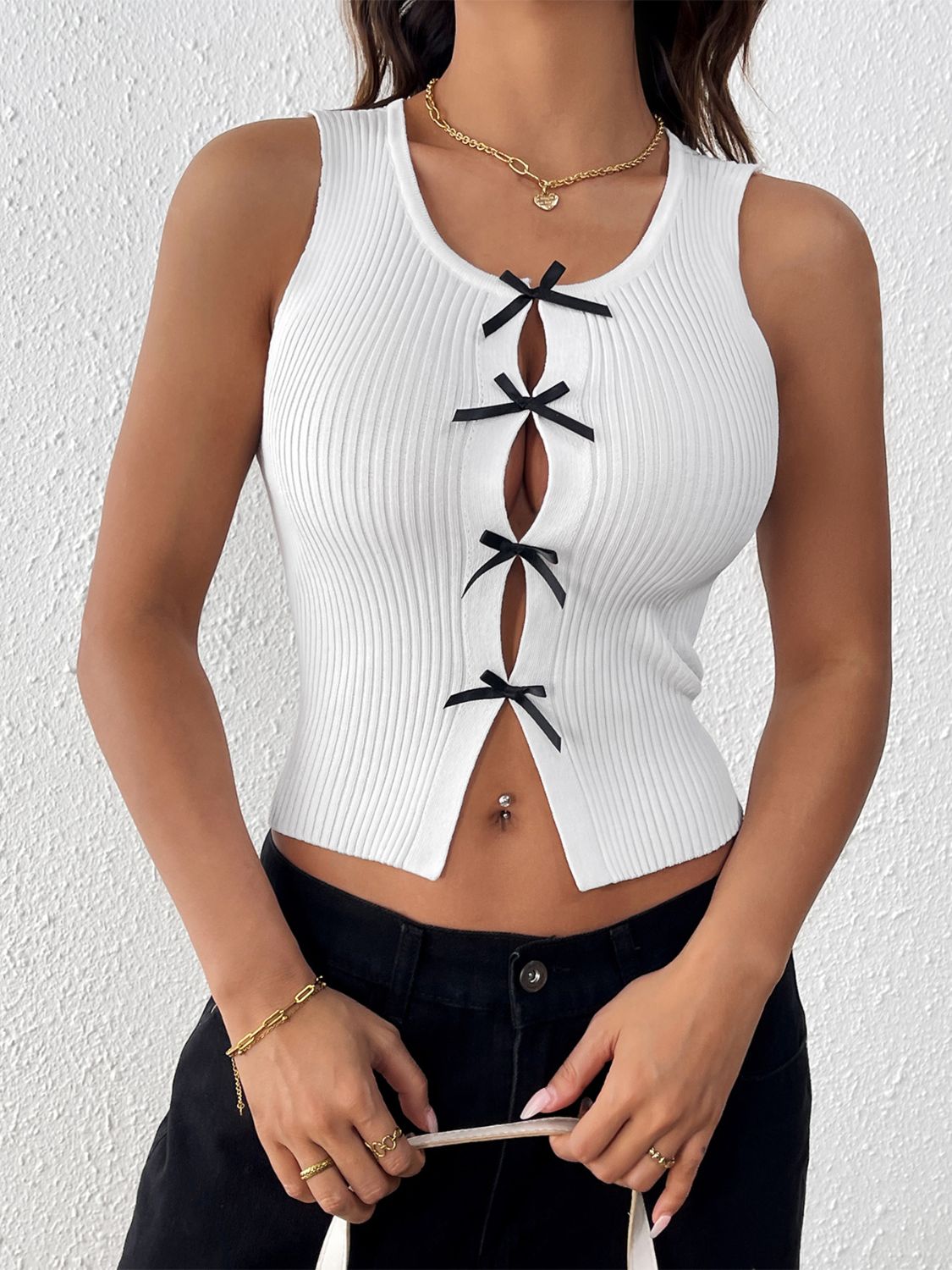 PerfeePerfeeBowFrontRoundNeckTank0