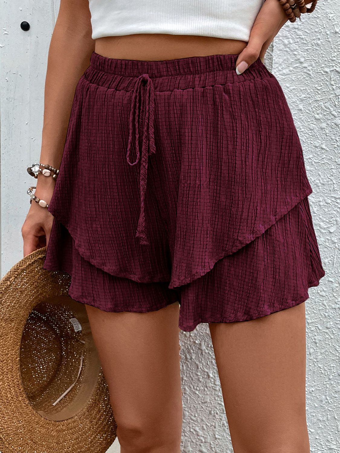 PerfeePerfeeTiedLayeredHighWaistShorts13