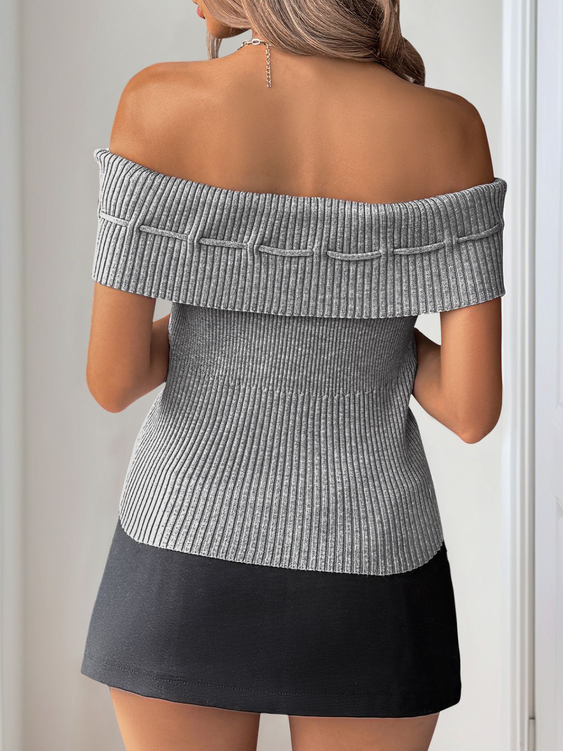 PerfeePerfeeTiedOff-ShoulderShortSleeveKnitTop3