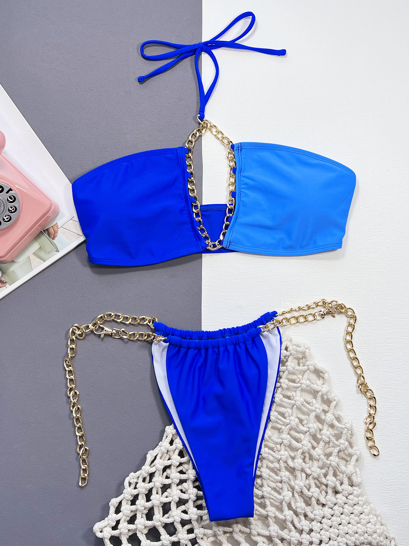 ChainDetailHalterNeckBikiniSet1