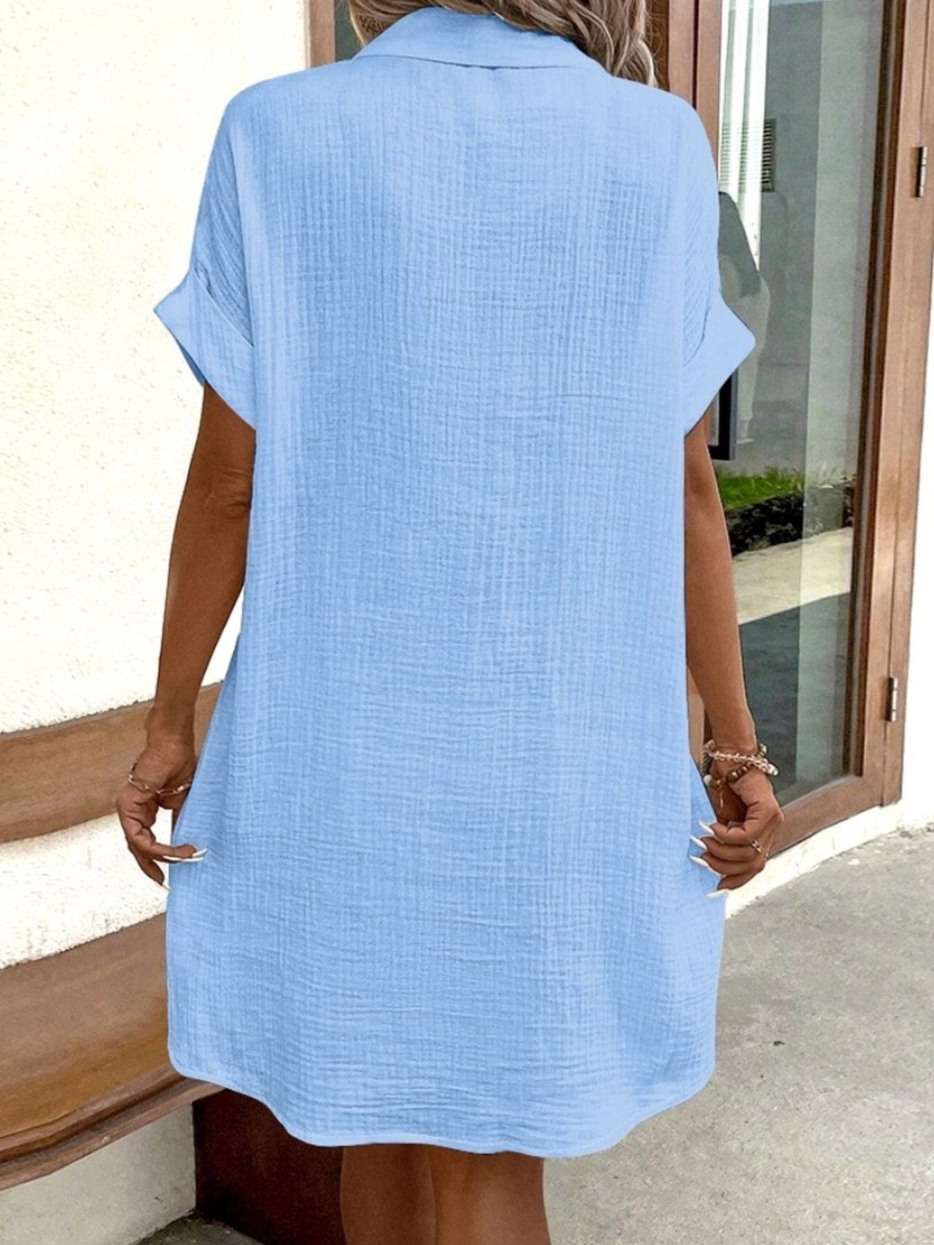 PassionFlowerCasualButtonDownCottonShirtDresswithPockets9