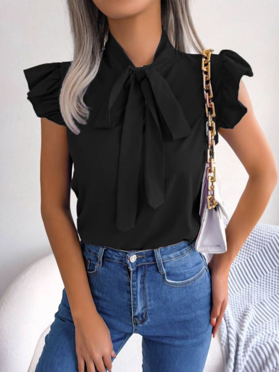 PassionFlowerRuffleCapSleeveBowTieBlouse11