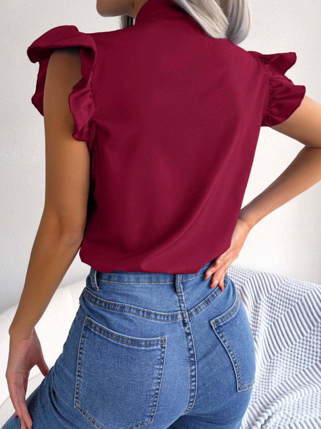 PassionFlowerRuffleCapSleeveBowTieBlouse18