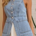 Božje Sleeveless Button Denim Vest